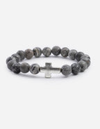 Elevated Faith Christian Jewelry Bracelet featuring stone beads and a silver cross centerpiece