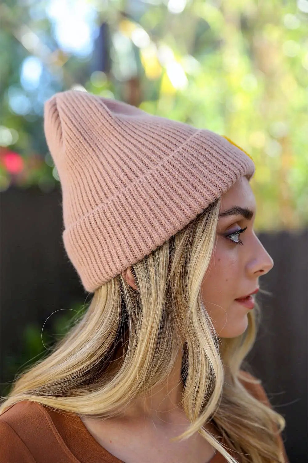 Smiley Face Ribbed Beanie, cozy knit winter hat – view 4