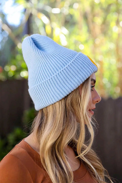 Smiley Face Ribbed Beanie, cozy knit winter hat – view 5
