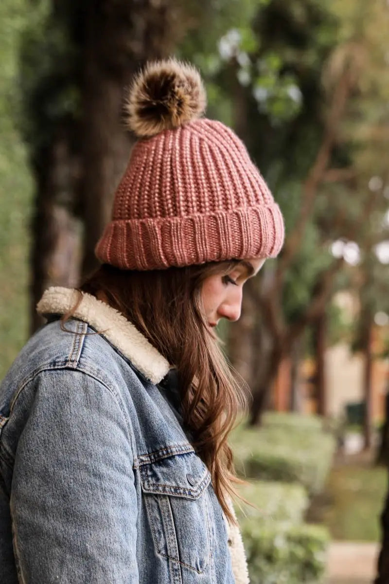 Soft Rib Knit Pom Beanie, cozy knit winter hat