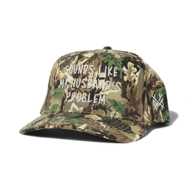Sounds Like My Husband's Problem Funny Embroidered Snapback Hat in Retro Leaf Camo – Ivy + Cloth