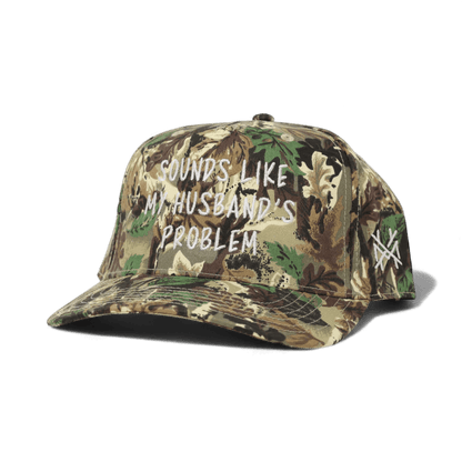 Sounds Like My Husband's Problem Funny Embroidered Snapback Hat in Retro Leaf Camo – Ivy + Cloth