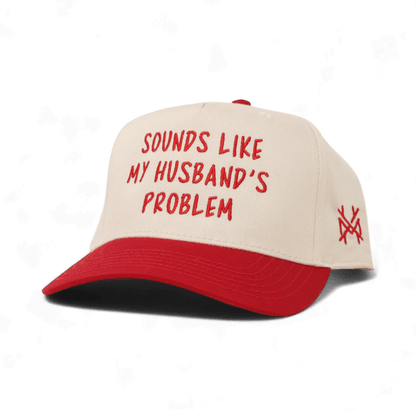 Sounds Like My Husband's Problem Funny Embroidered Snapback Hat in Retro Red/Natural – Ivy + Cloth