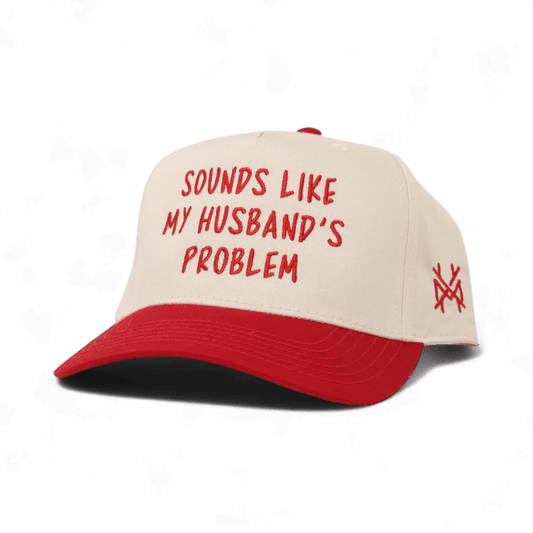 Sounds Like My Husband's Problem Funny Embroidered Snapback Hat in Retro Red/Natural – Ivy + Cloth