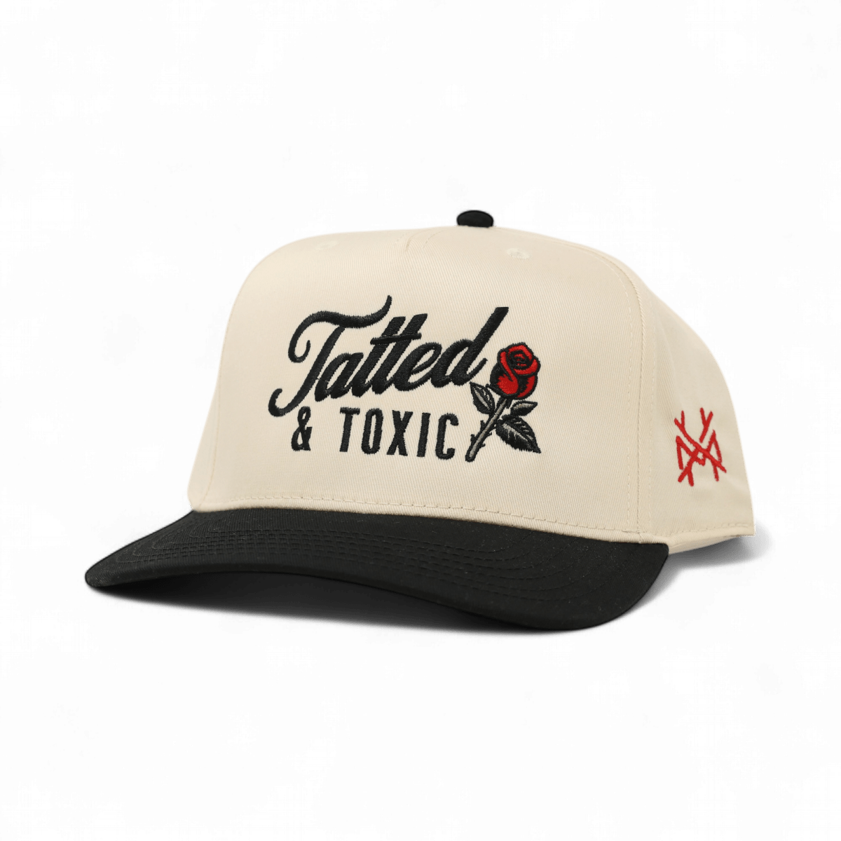 Tatted And Toxic Funny Embroidered Snapback Hat in Retro Black/Natural – Ivy + Cloth