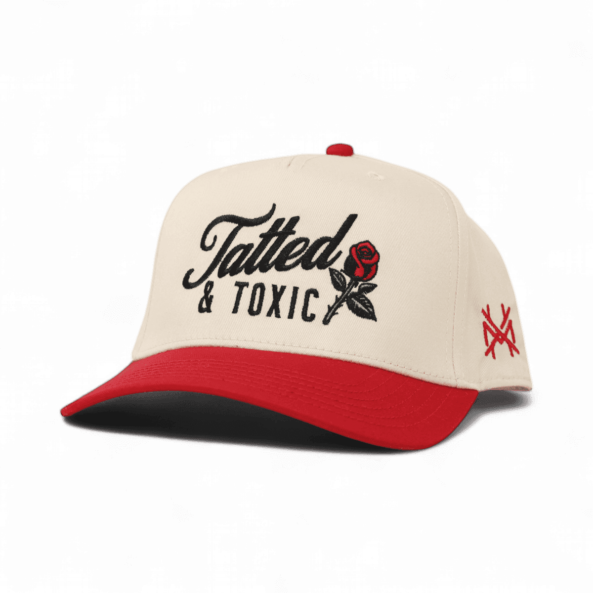 Tatted And Toxic Funny Embroidered Snapback Hat in Retro Red/Natural – Ivy + Cloth