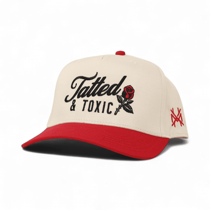 Tatted And Toxic Funny Embroidered Snapback Hat in Retro Red/Natural – Ivy + Cloth