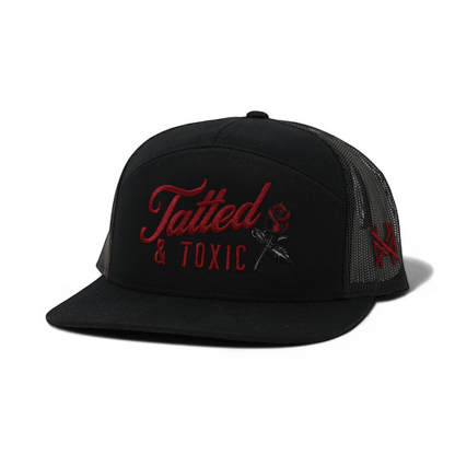Tatted And Toxic Funny Embroidered Snapback Hat in 7 Panel Black – Ivy + Cloth