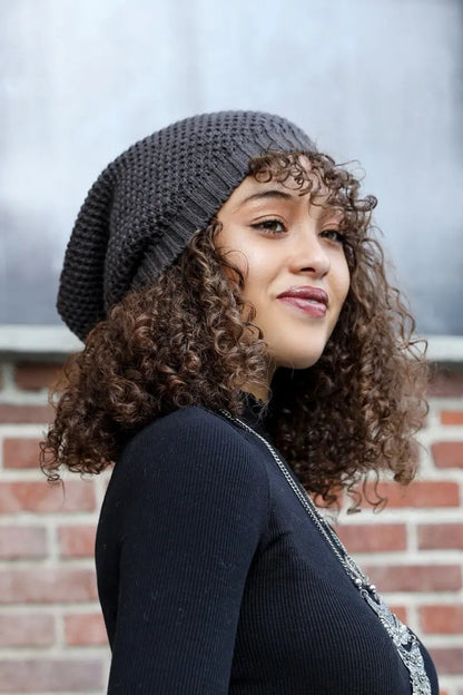 Textured Slouch Beanie, cozy knit winter hat – view 3