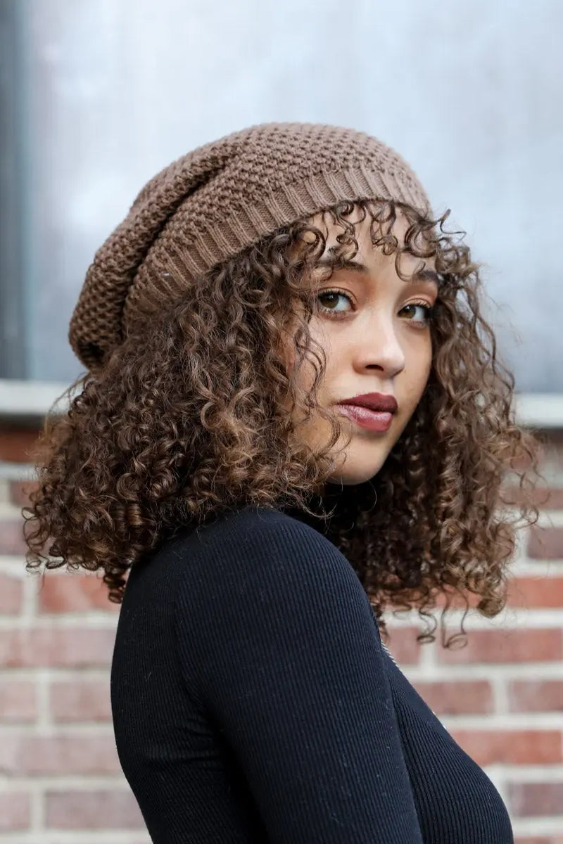 Textured Slouch Beanie, cozy knit winter hat – view 5