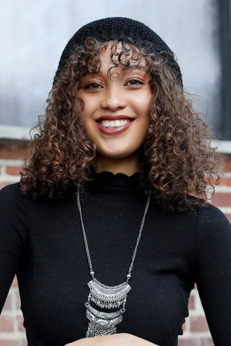 Textured Slouch Beanie, cozy knit winter hat – view 2