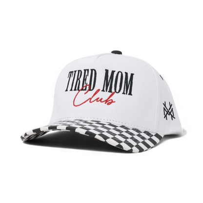 Tired Mom Club Funny Embroidered Hat in Retro Checkered Black/White – Ivy + Cloth