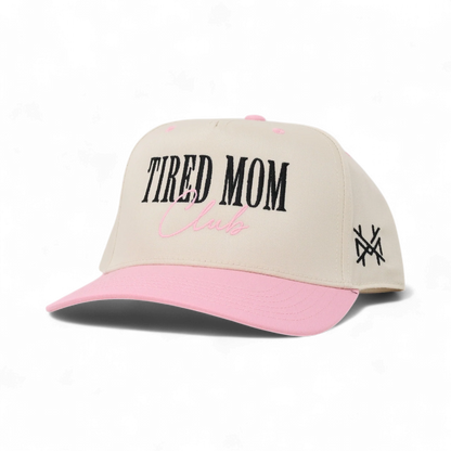 Tired Mom Club Funny Embroidered Hat in Retro Pink/Natural – Ivy + Cloth