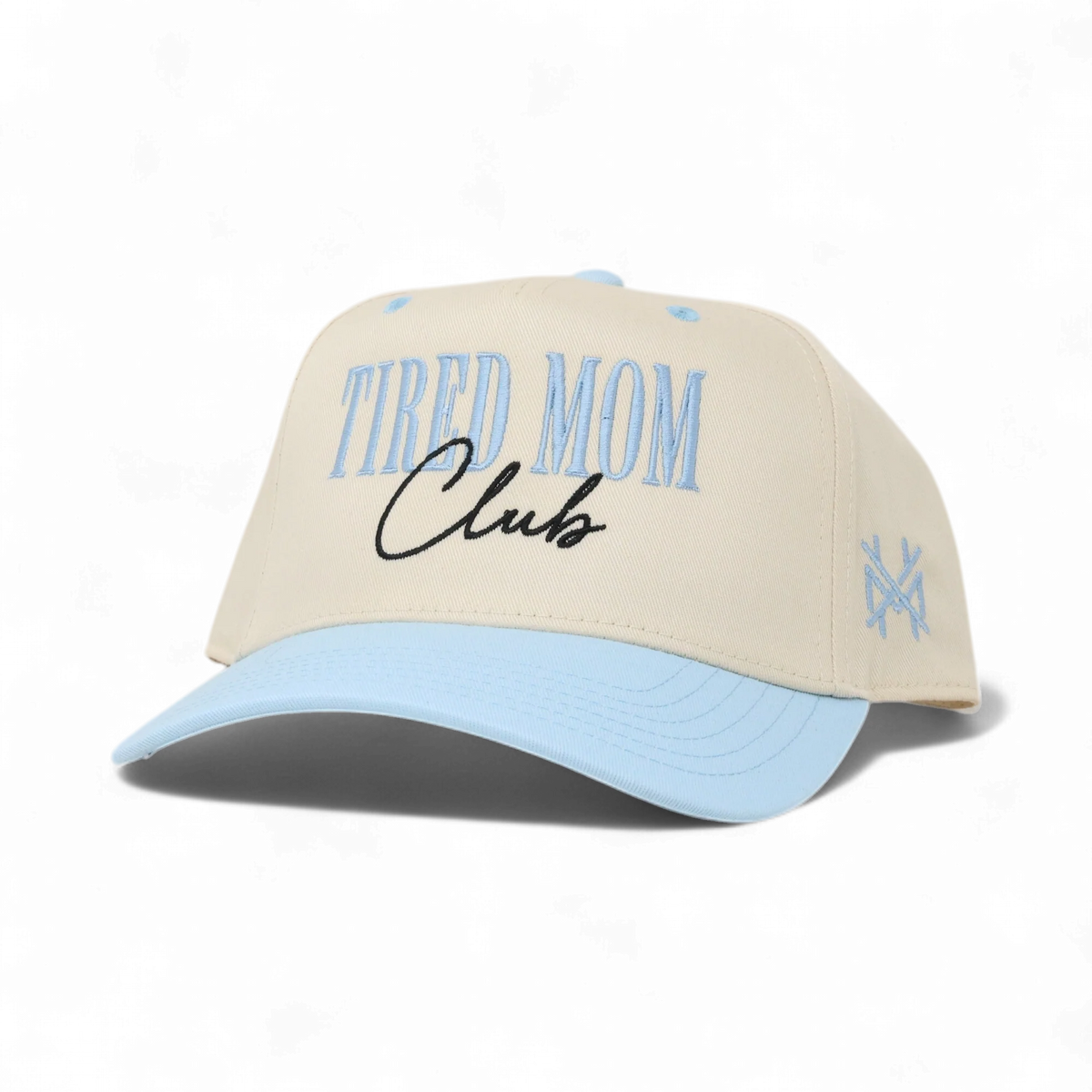 Tired Mom Club Funny Embroidered Hat in Retro Powder Blue/Natural – Ivy + Cloth