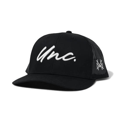Unc Funny Embroidered Snapback Hat in Trucker Black with White Stitch – Ivy + Cloth