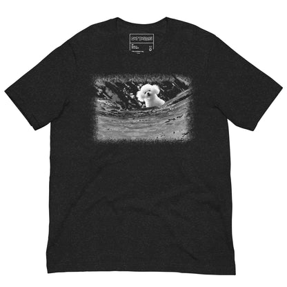 Funny "Darla Bichon Frise AKA Precious" graphic printed on a black heather unisex tee, front view