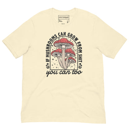 Funny "You Can Grow Too" graphic printed on a natural unisex tee, front view