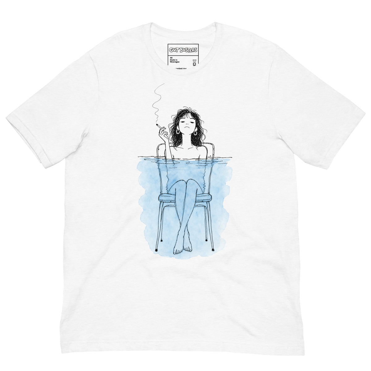 Funny "All The Wrong Things The Right Way" graphic printed on a solid white blend unisex tee, front view