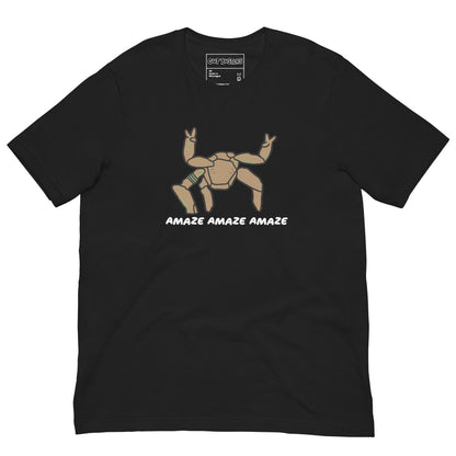 Funny "Rocky The Alien" graphic printed on a vintage black unisex tee, front view