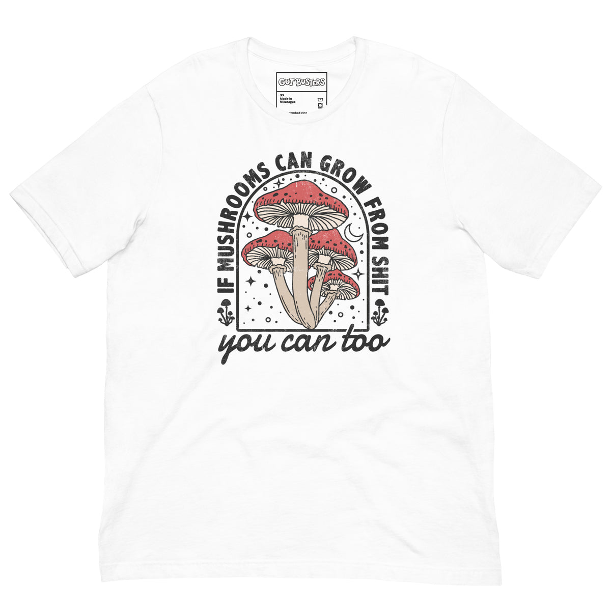 Funny "You Can Grow Too" graphic printed on a white unisex tee, front view