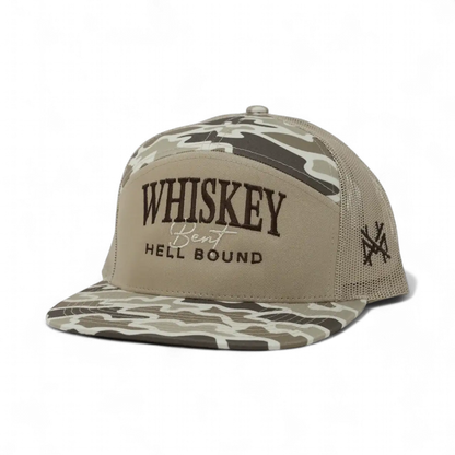 Whiskey Bent And Hell Bound Funny Embroidered Hat in 7 Panel Field Camo/Natural/Field Camo – Ivy + Cloth