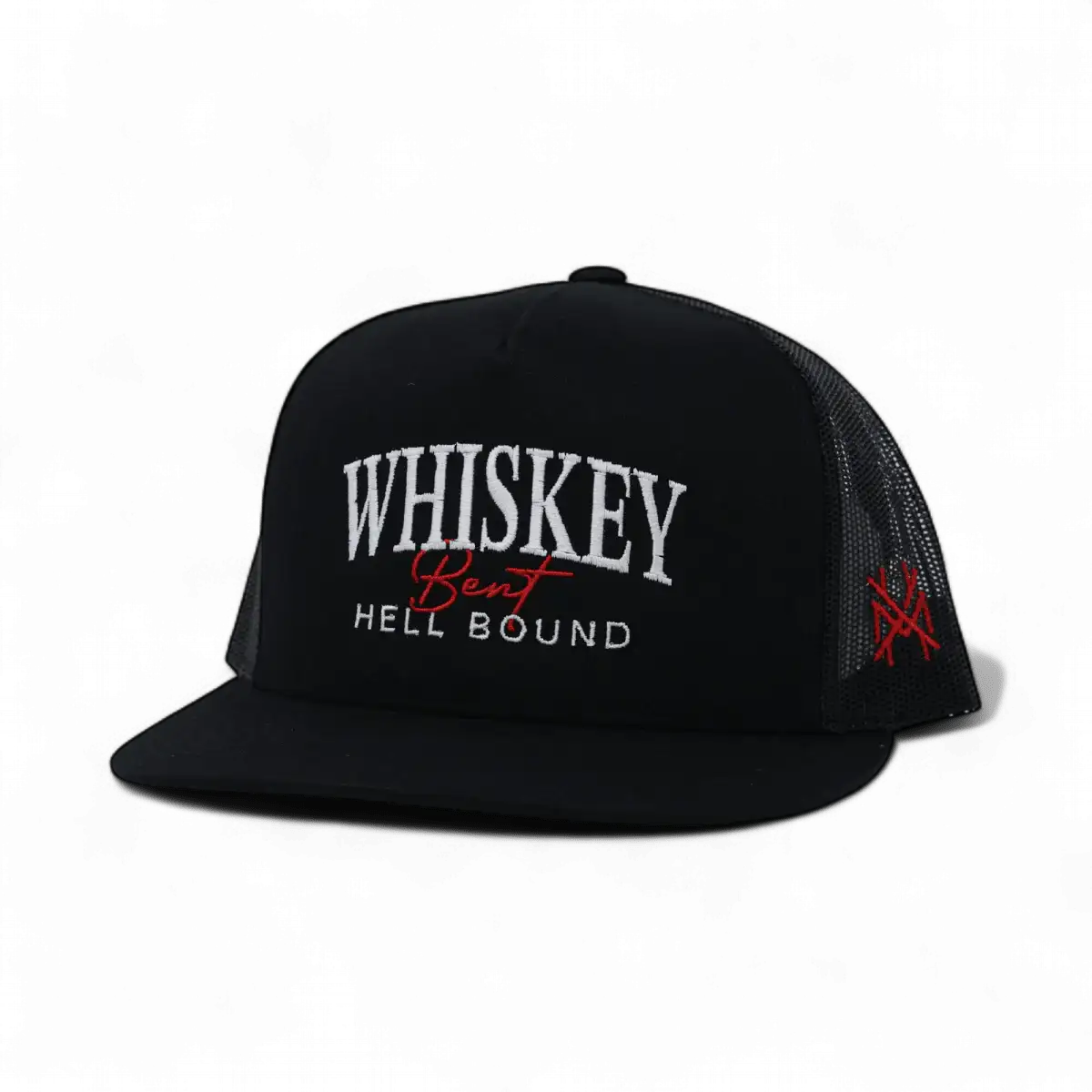 Whiskey Bent And Hell Bound Funny Embroidered Hat in Flat Bill Black – Ivy + Cloth