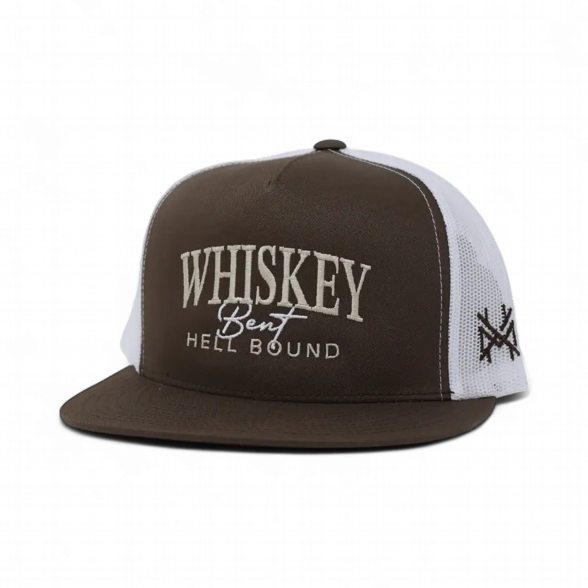 Whiskey Bent And Hell Bound Funny Embroidered Hat in Flat Bill Brown/White – Ivy + Cloth