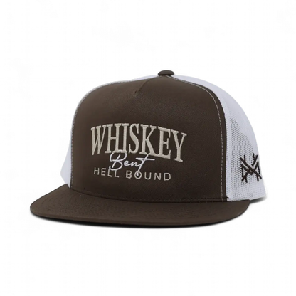 Whiskey Bent And Hell Bound Funny Embroidered Hat in Flat Bill Brown/White – Ivy + Cloth