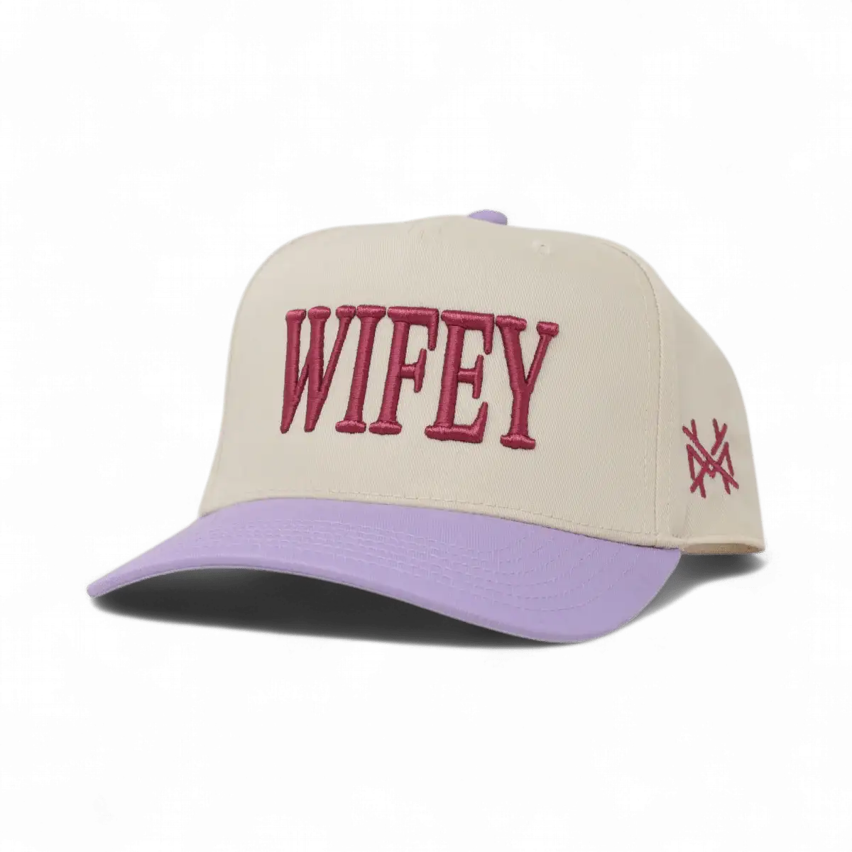 Wifey Funny Embroidered Snapback Hat in Retro Lavender/Natural – Ivy + Cloth