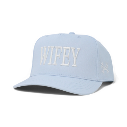 Wifey Funny Embroidered Snapback Hat in Retro Sky Blue – Ivy + Cloth