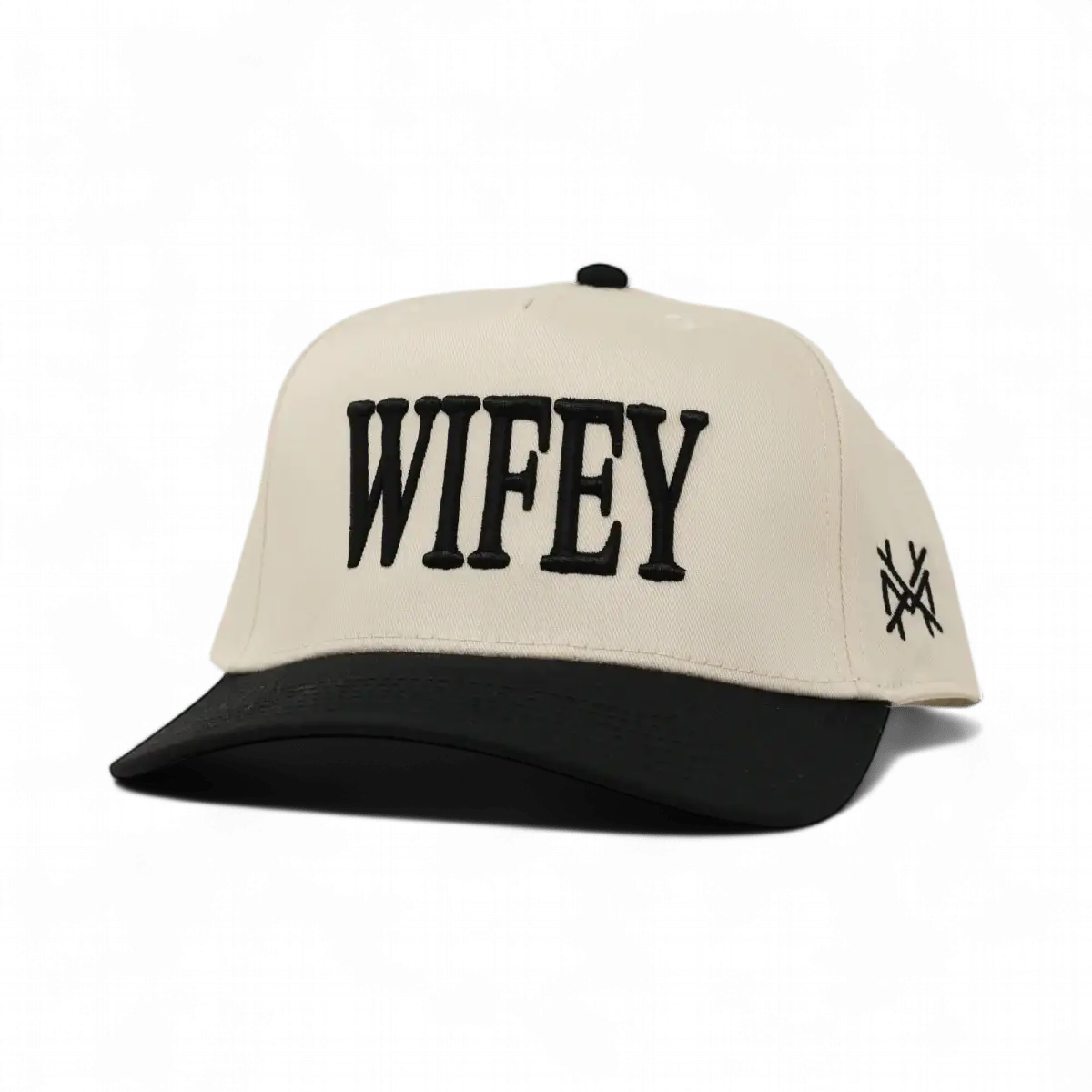 Wifey Funny Embroidered Snapback Hat in Retro Black/Natural – Ivy + Cloth