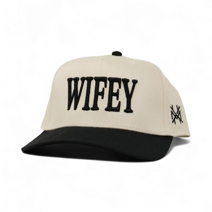 Wifey Funny Embroidered Snapback Hat in Retro Black/Natural – Ivy + Cloth