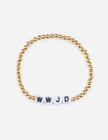 Elevated Faith Christian Jewelry Bracelet with gold beads and 'WWJD' letter accents