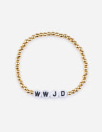 Elevated Faith Christian Jewelry Bracelet with gold beads and 'WWJD' letter accents
