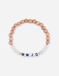 Elevated Faith Christian Jewelry Bracelet with WWJD letters and natural wood beads