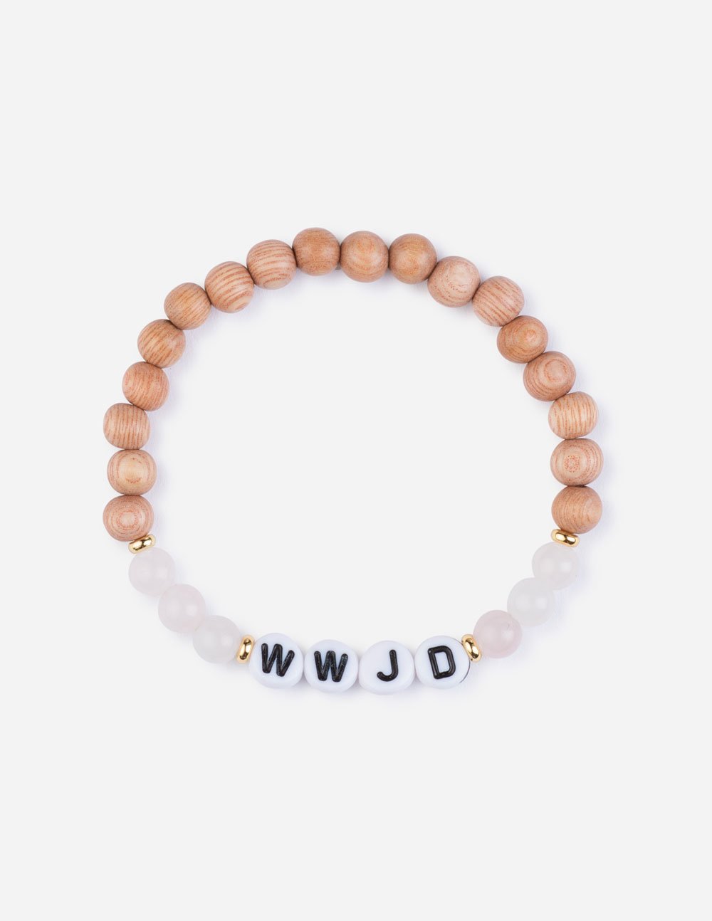Elevated Faith Christian Jewelry Bracelet with WWJD letters and natural wood beads